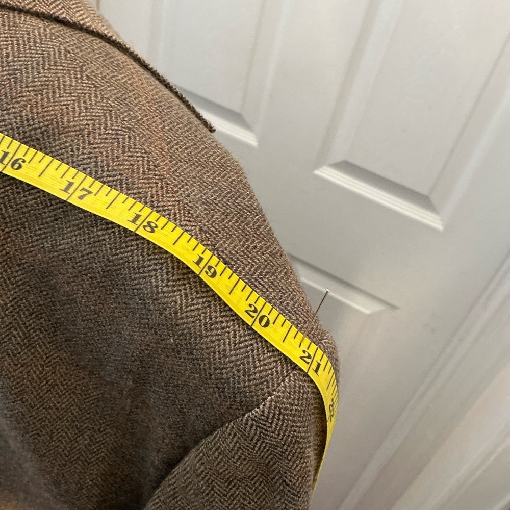 Oscar de la Renta Wool Herringbone Tweed Sport Coat Blazer Brown Tan ~42R - Picture 8 of 12